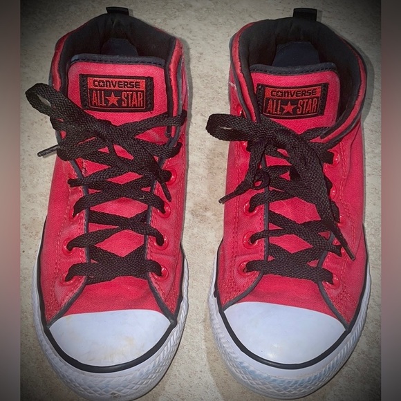 Converse All ⭐️ Star Red&Black Mid-Top Chucks - Picture 1 of 7